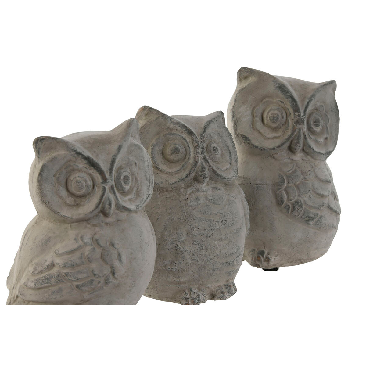 Betonipöllö koriste, harmaa vanhahtava pinta, sisustus, 10×9×14 cm, 3 kpl