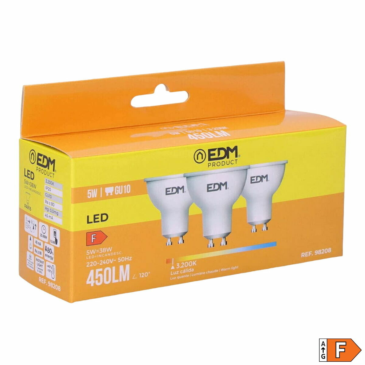 GU10 LED-polttimo 450 lm 3200 K 5 W - vastaa 45 W, lämmin valo, 3 kpl, Ø 5×5,5 cm