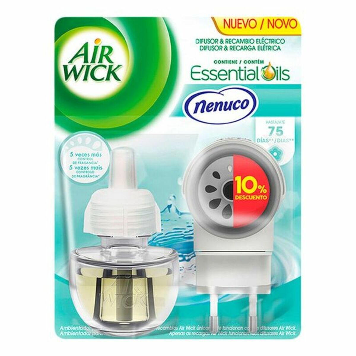Sähköinen ilmanraikastin 19 ml täyttöpullo, Nenuco-tuoksu, EU-pistoke