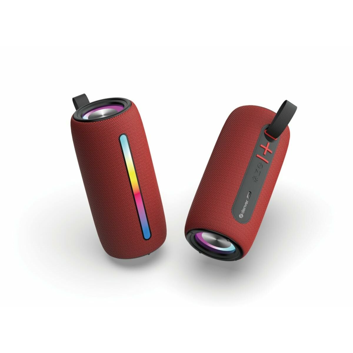 Bluetooth-kaiutin 100 W, kannettava punainen, sisäänrak. mikrofoni, LED-valoilla