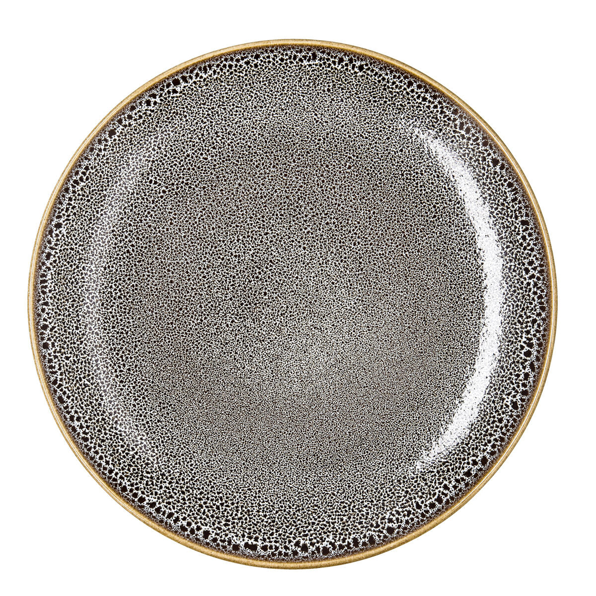Keraaminen ruokalautanen 27 cm, ruskea pilkullinen & kullanreuna, 6 kpl