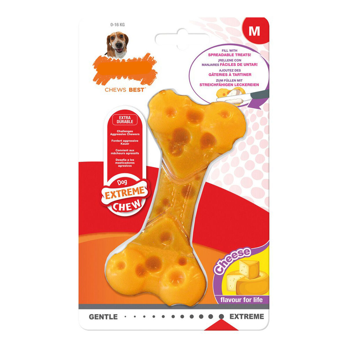 Koiran purulelu nylon juustonmaku, kestävä & hammashoito, koko M (12 cm)