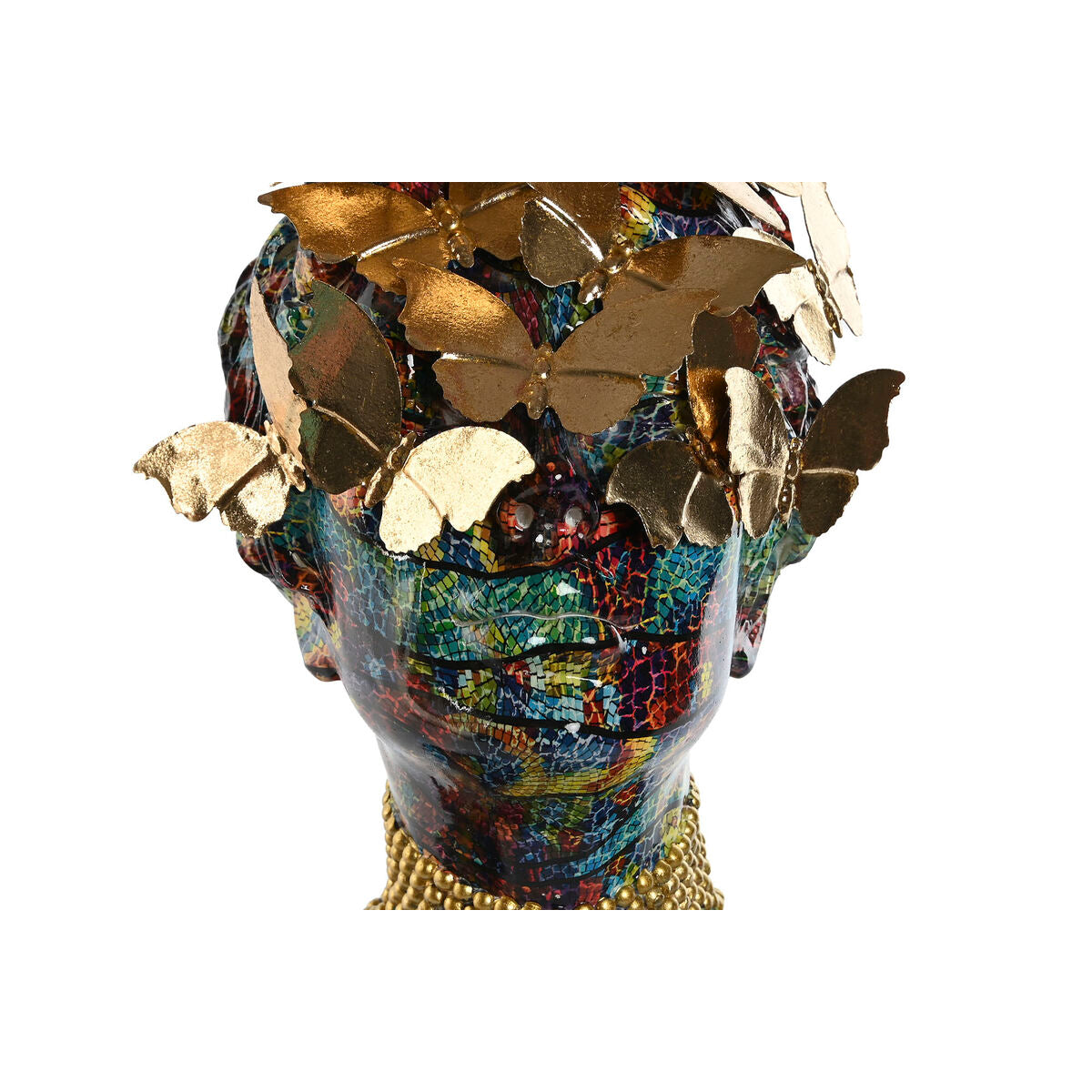 Koristebusti monivärinen, hartsi, kultalehdet & helmet, 26 x 18,5 x 34–37 cm