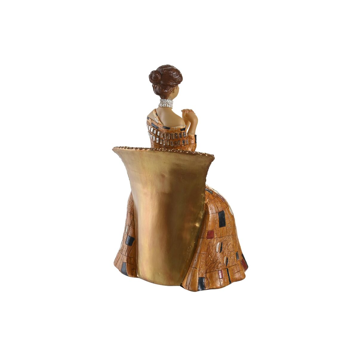 Koristehahmo hartsi keltainen naisfiguuri 21,5 x 18,5 x 31 cm perinteinen