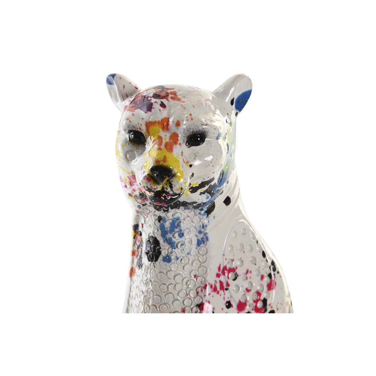Koristehahmo leopardi valkoinen monivärinen, moderni resiinistä 16 x 8 x 25 cm