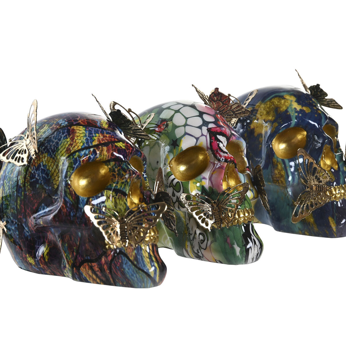 Koristekallo 3 kpl, monivärinen metallihartsikoriste moderni 15,5×10,5×11 cm