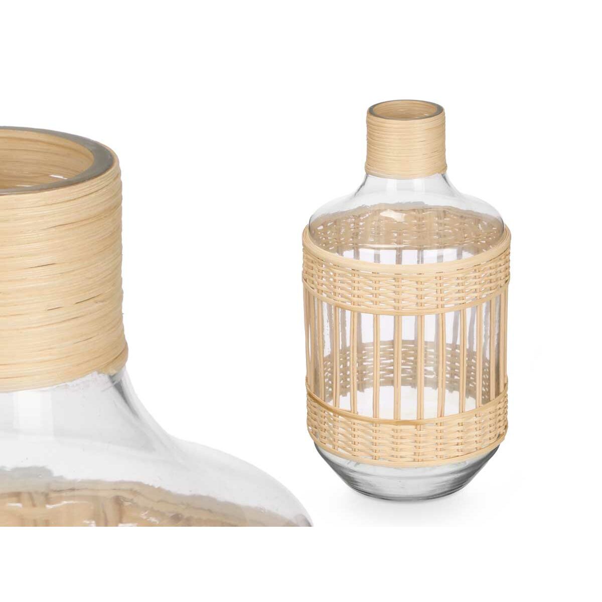 Koristepullo lasia 4 kpl, rattan-somiste, läpinäkyvä sisustus 18×34×18 cm