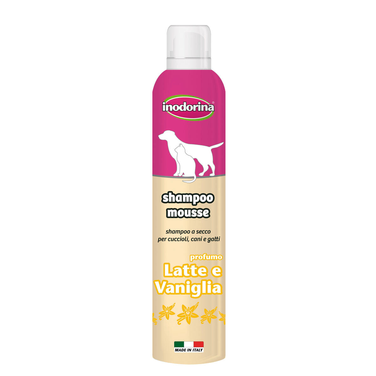 Kuivashampoo koirille & kissoille 300 ml, vanilja-mousse pennuille