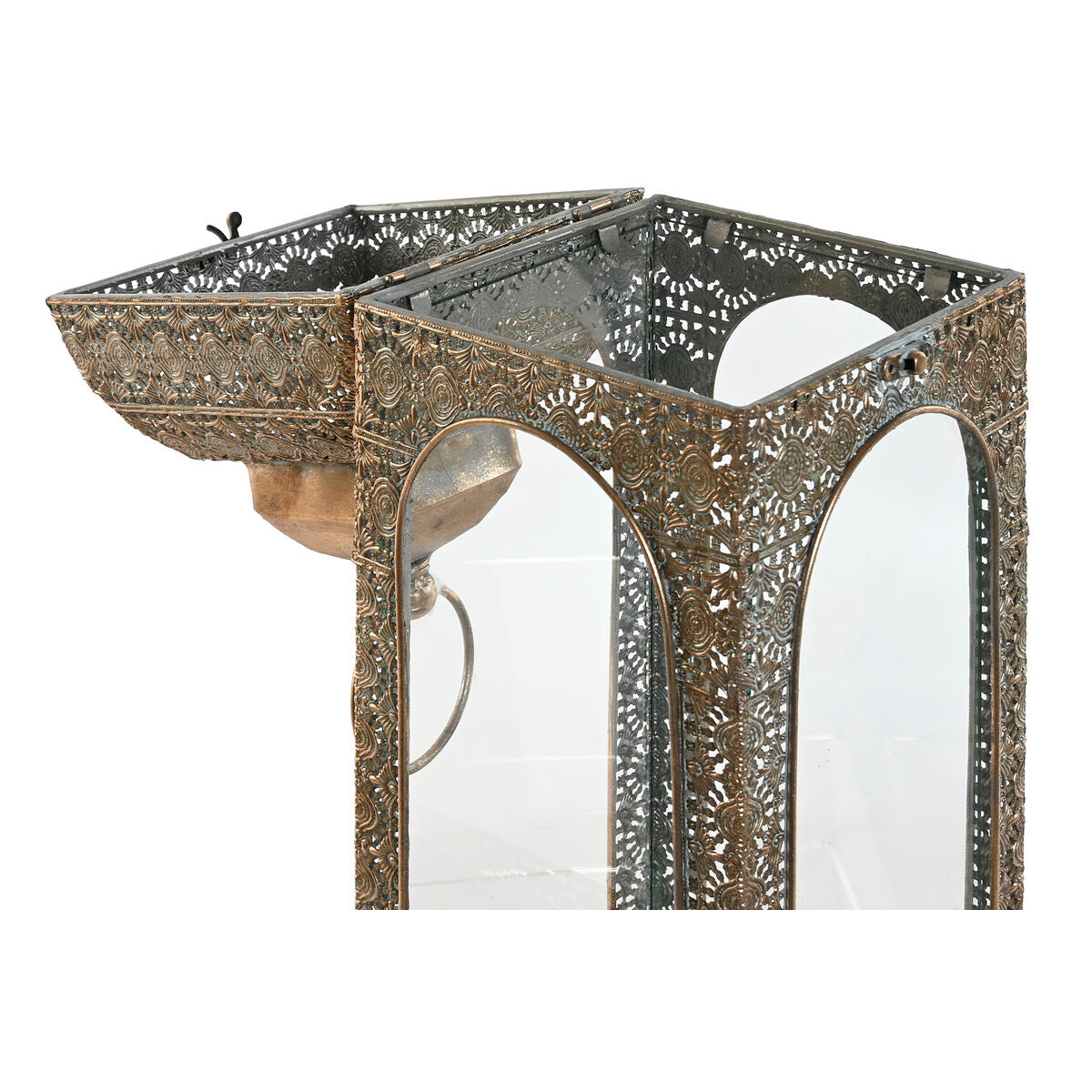 Koristelyhty arabityyli kultainen metallia & kristalli 20 x 20 x 56 cm, 2 kpl