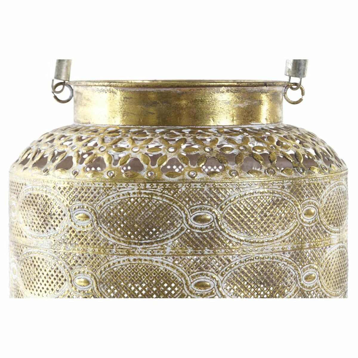 Kultainen metallilyhty antiikkiviimeistely 26,5 x 26,5 x 22 cm, kristallilla