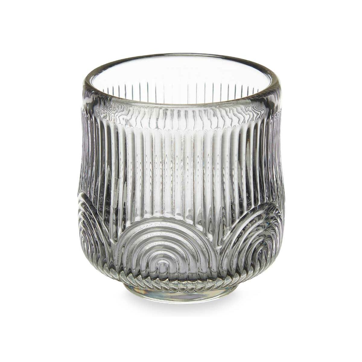 Kynttilänjalka kristalli harmaa, raidallinen 7,5 x 7,8 x 7,5 cm, 12 kpl