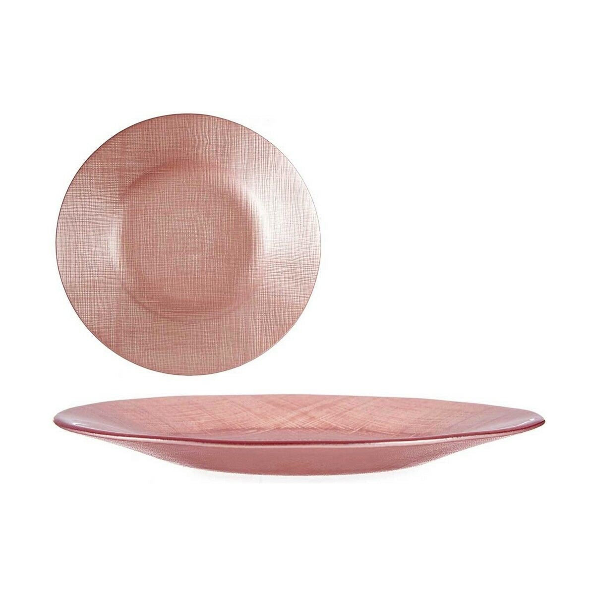 Lasi lautanen 21 cm, pinkki litteä ruokalautanen, kuvioitu pinta - 6 kpl