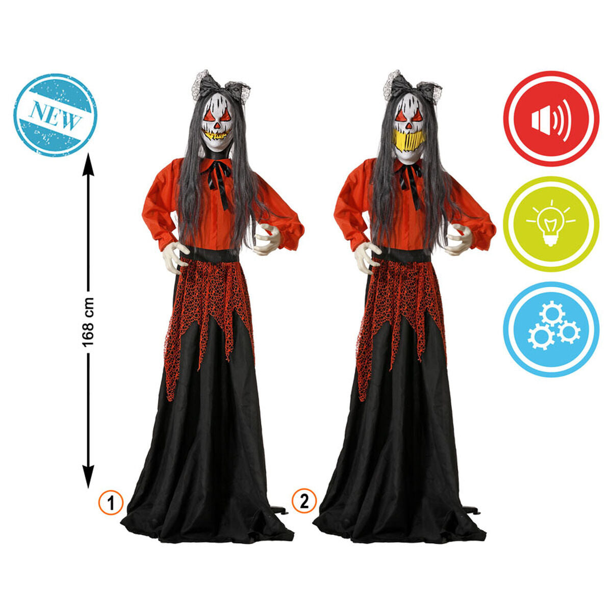 Halloween koriste liikkuva & ääniefektillä 168 × 120 × 18 cm, naishahmo