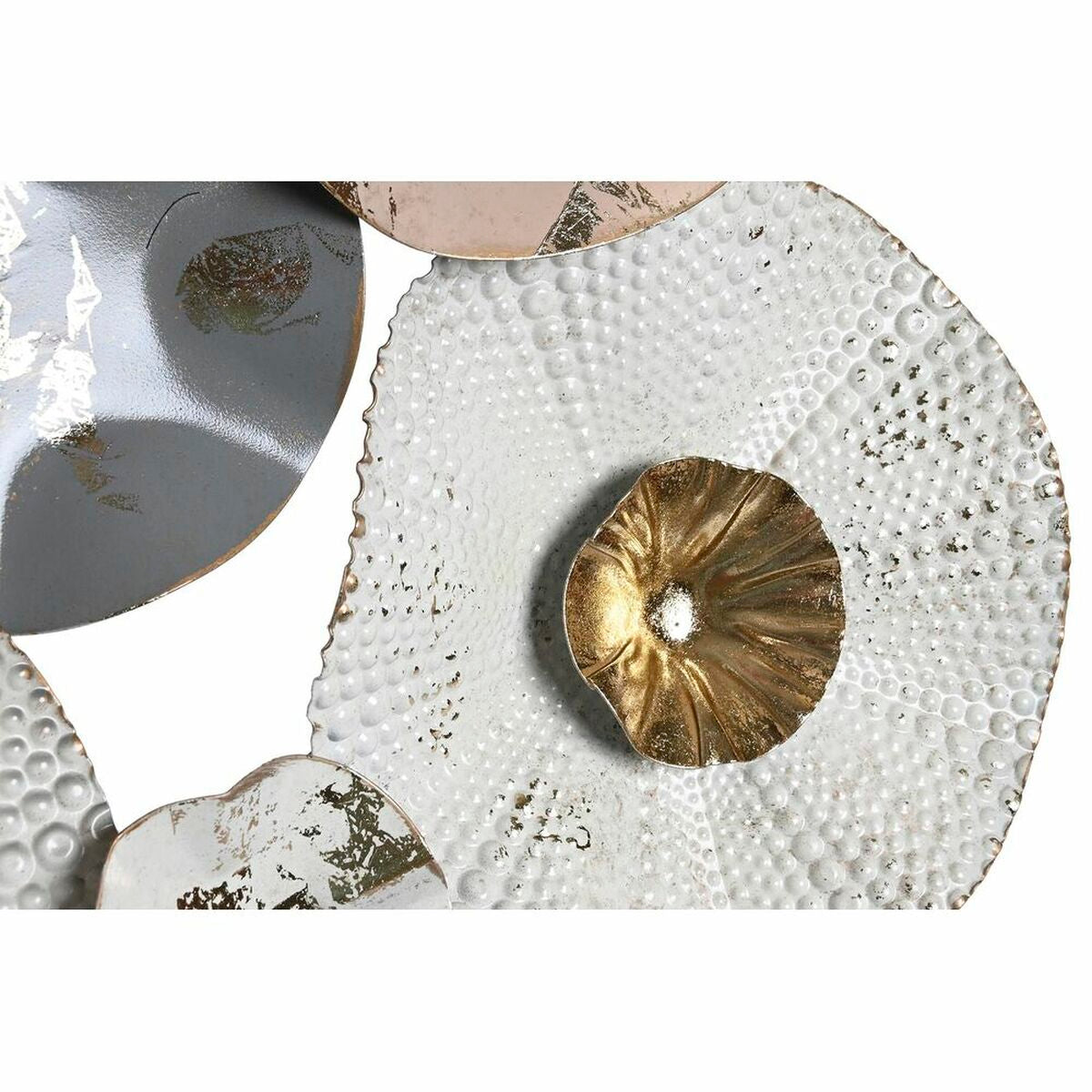 Seinäkoriste metallinen shabby chic 80 cm, harmaa valkoinen & roosa, seinälle