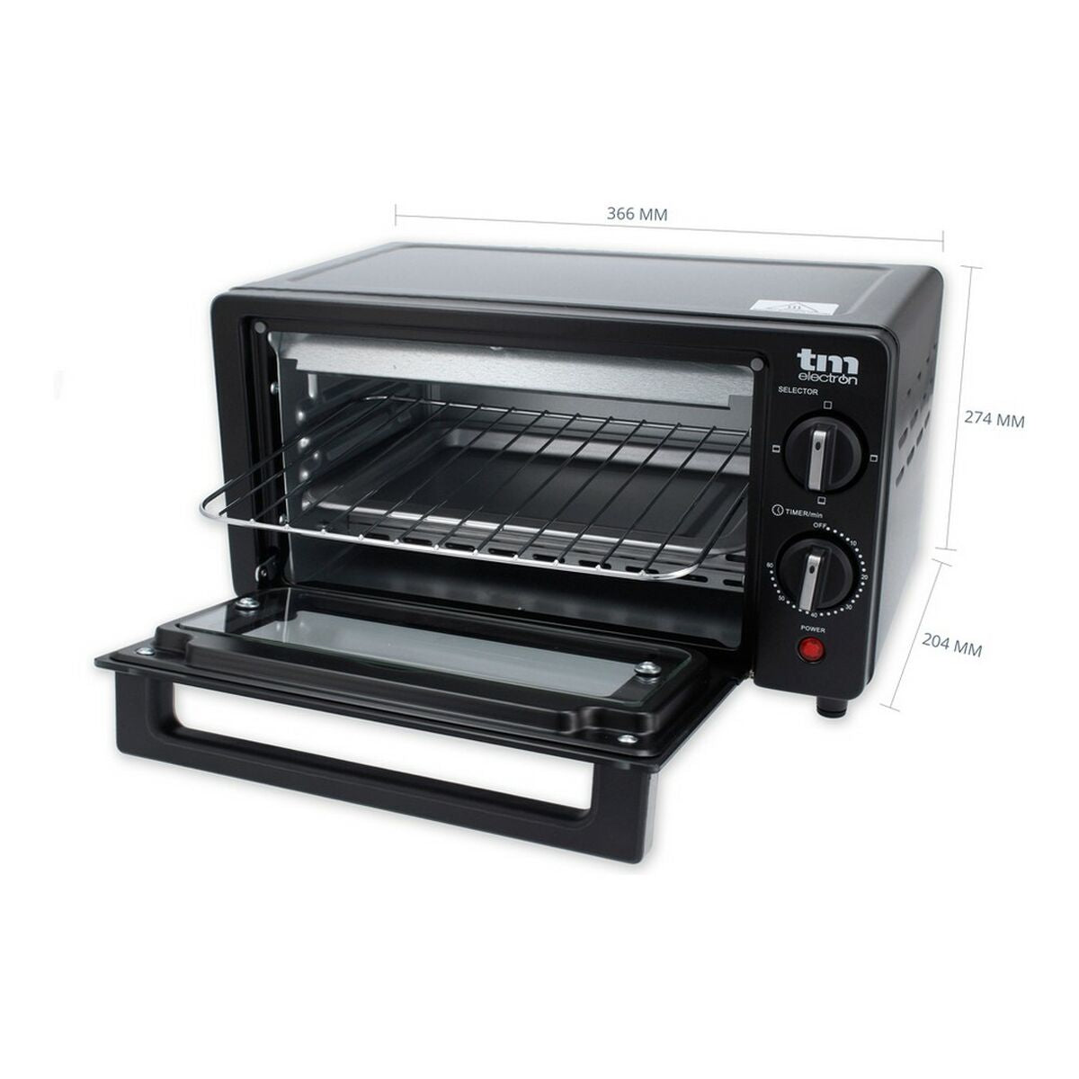 Mini sähköuuni 10 l, uuni & grilli - 400–800 W, 230 °C, musta keittiöön