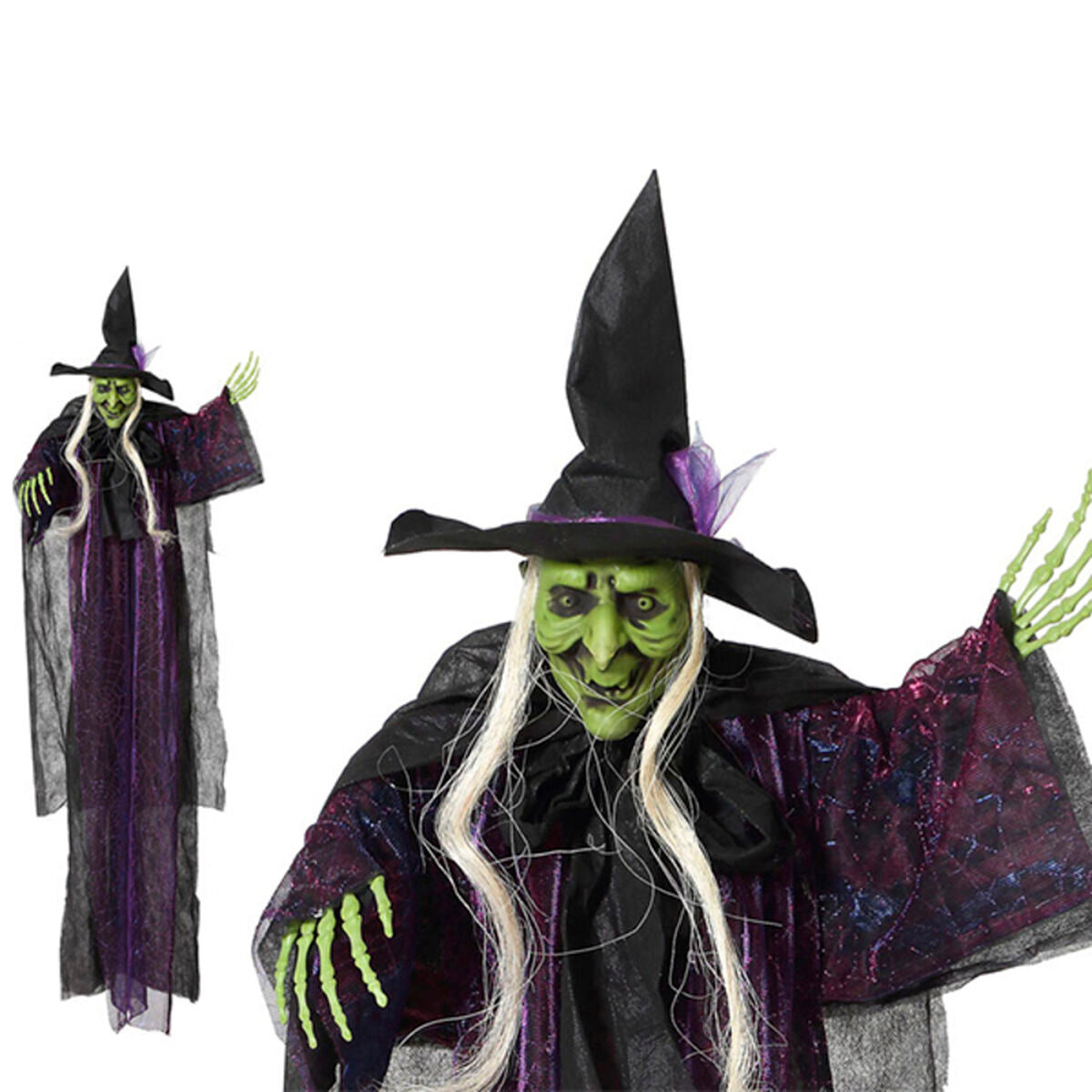 Noitakoriste 130 cm, roikkuva Halloween-noita pelottava ovi- & seinäkoriste
