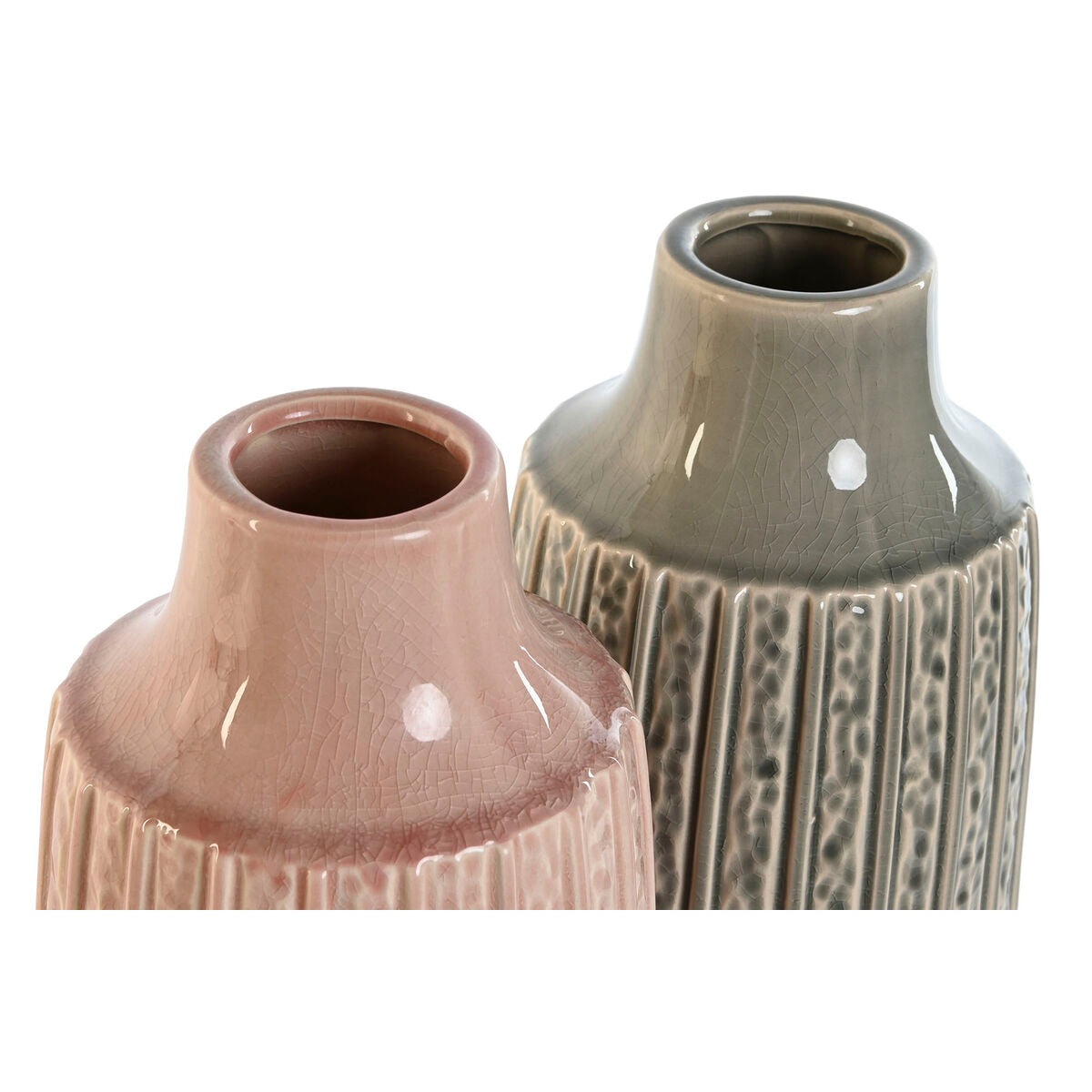 Maljakko posliini 15×15×31 cm, 2 kpl, harmaa & pinkki, kodin sisustukseen