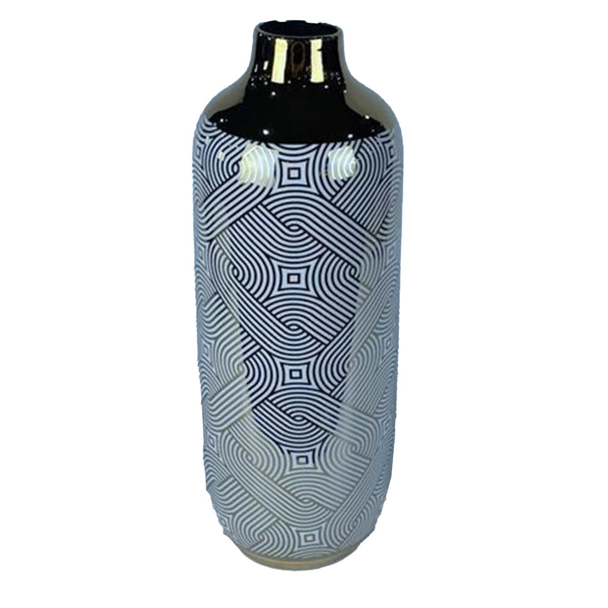 Posliinimaljakko 42 cm, valkoinen & kulta, itämainen kuosi, sisustukseen