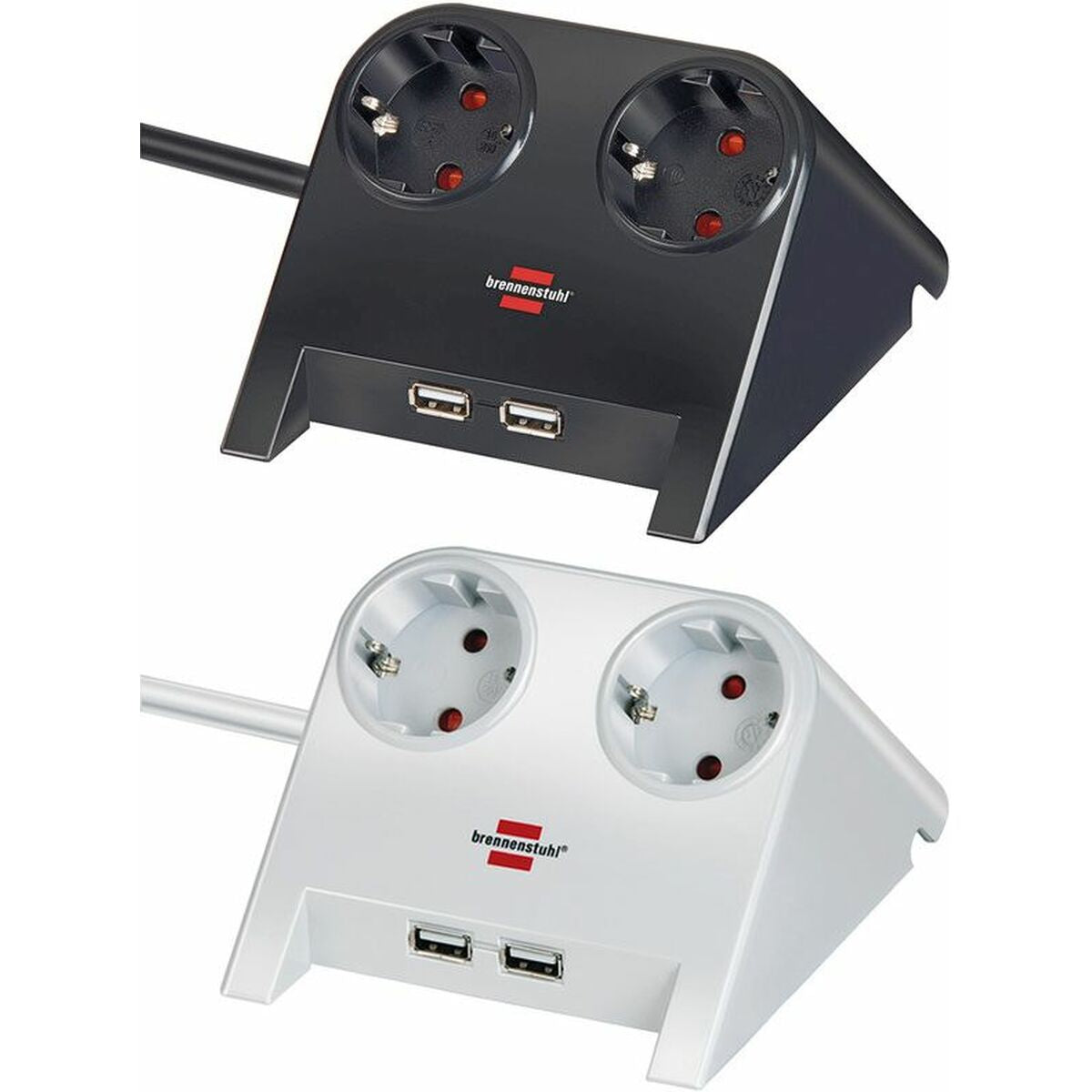 Pöytäjakorasia 2x pistorasia + 2x USB, virtakytkin, 3600 W, 1,8 m, valkoinen