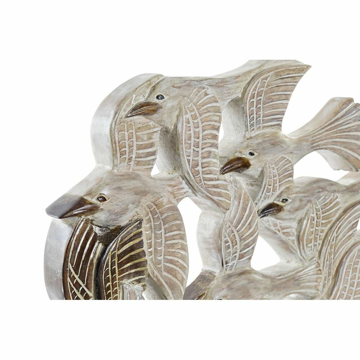 Koristehahmo linnut, puu & rauta, beige - pöytäkoriste 38 x 11,5 x 54 cm