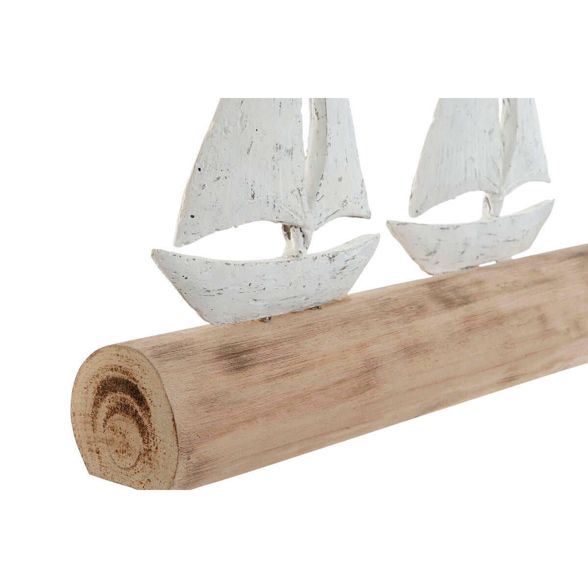 Puinen koristevene Välimeren tyyliin, valkoinen & luonnollinen 62×8,5×25,5 cm