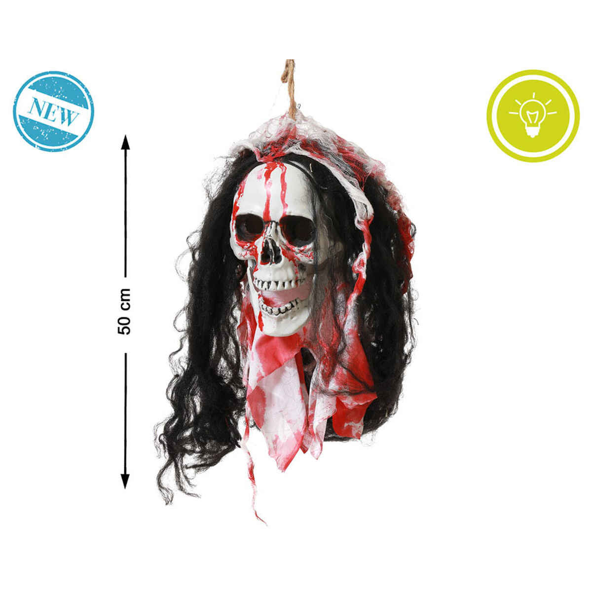 Halloween kallo 50 cm, riipustettava verinen pääkallo koriste, sisä- ja ulkokäyttöön