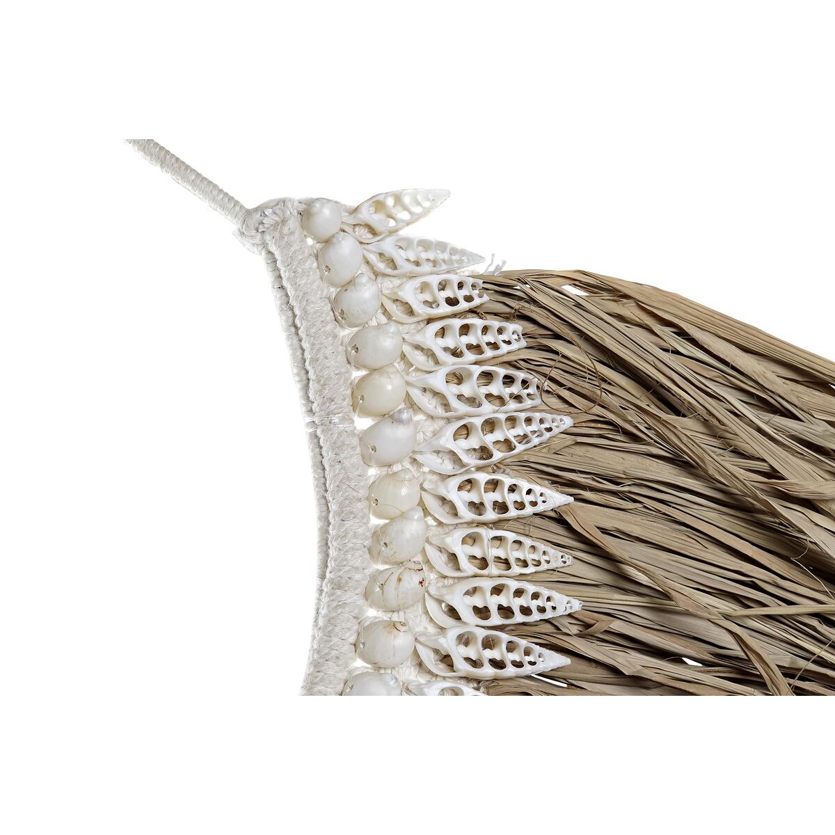 Seinäkoriste kuorilla & luonnonkuidulla, 70 x 3 x 57 cm, beige/ruskea, boho