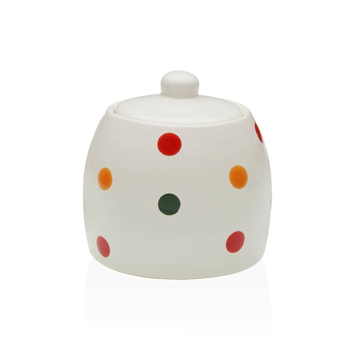 Sokeriastia keramiikka kannellinen, pilkullinen design 6,9×8,9×6,9 cm keittiöön