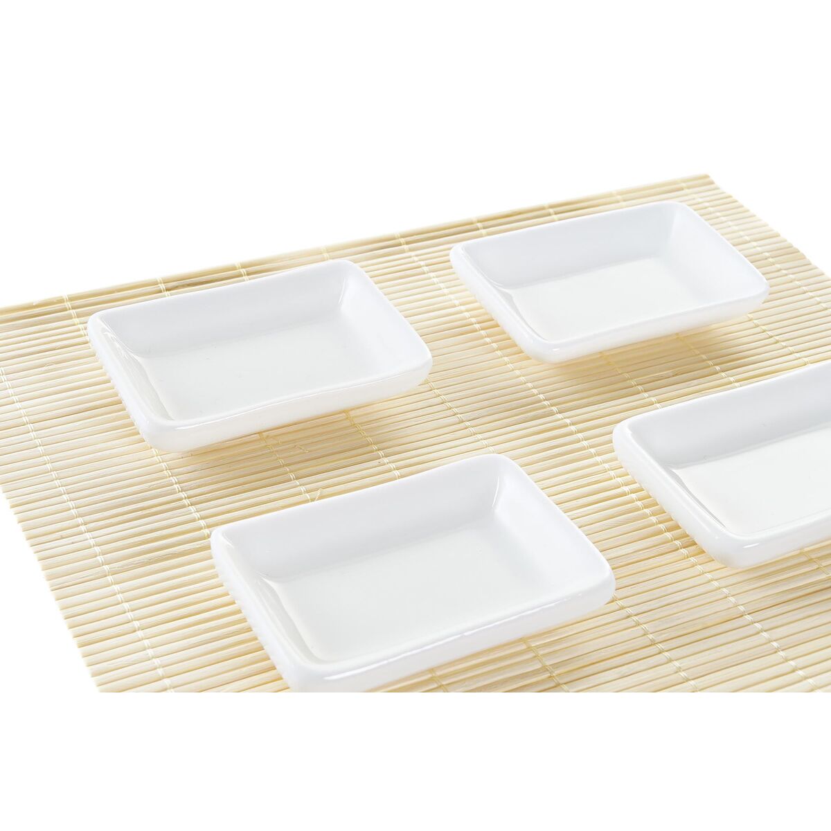 Sushisetti 9-osainen, bambu & valkoinen, itämainen sushimatto 30 x 40 cm