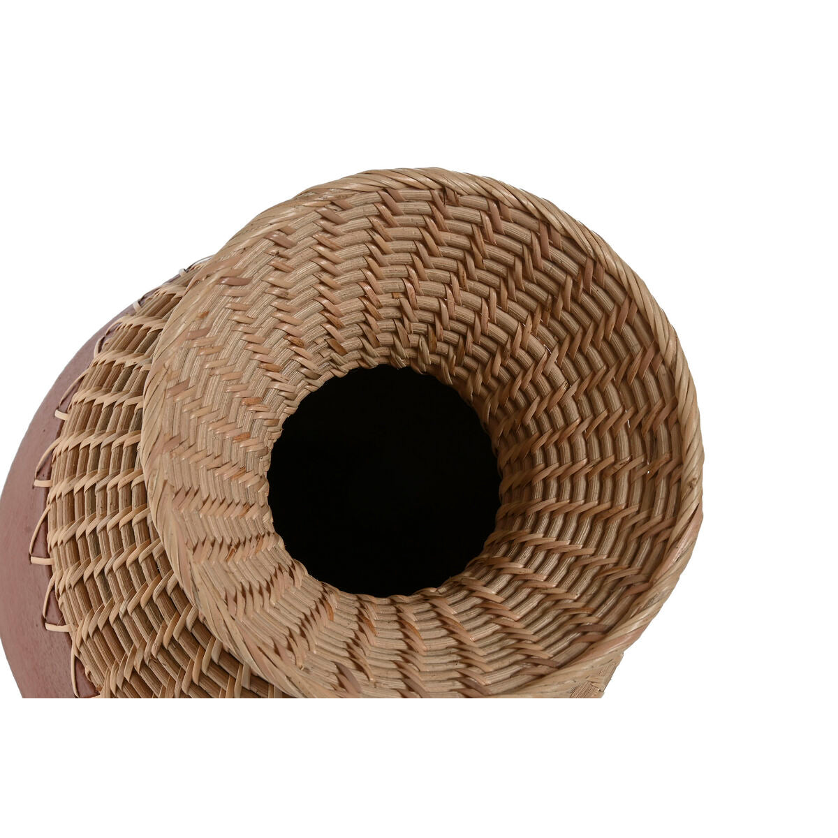Terrakotta-maljakko 24×24×35 cm, rattan-koriste, luonnonväri sisustusmaljakko