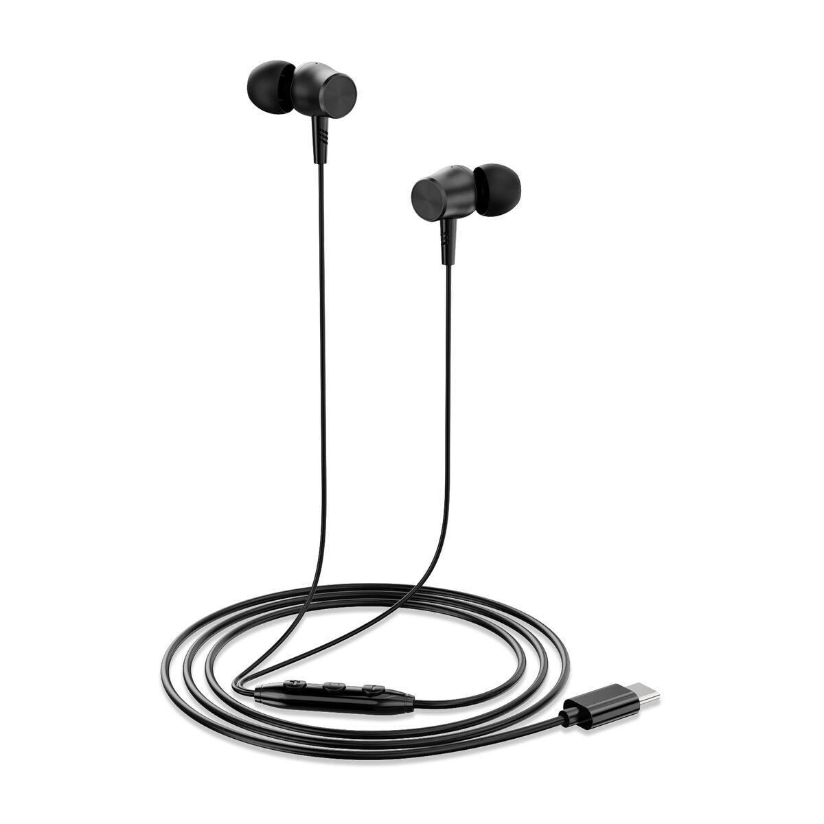 USB-C in-ear-kuulokkeet musta, mikrofoni & kauko-ohjain, 120 cm kaapeli