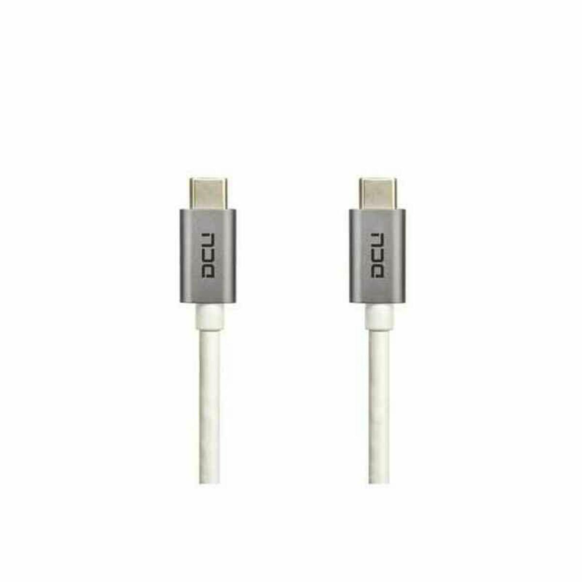 USB-C kaapeli 1 m, USB-C-USB-C, käännettävä liitin, alumiini, harmaa & valkoinen