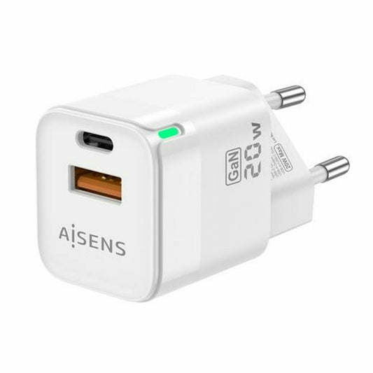 20 W USB-C + USB-A seinälaturi, nopea ja turvallinen lataus, EU-pistoke