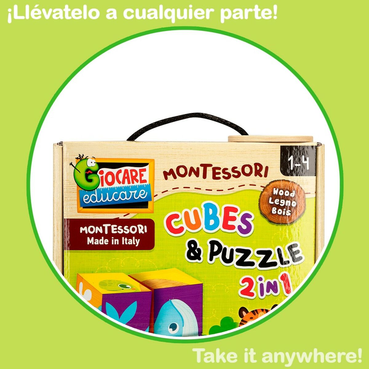 3D-palapeli eläimet 4 palaa, puinen 22x23x1 cm, montessori, 12 kk+ - 6 kpl