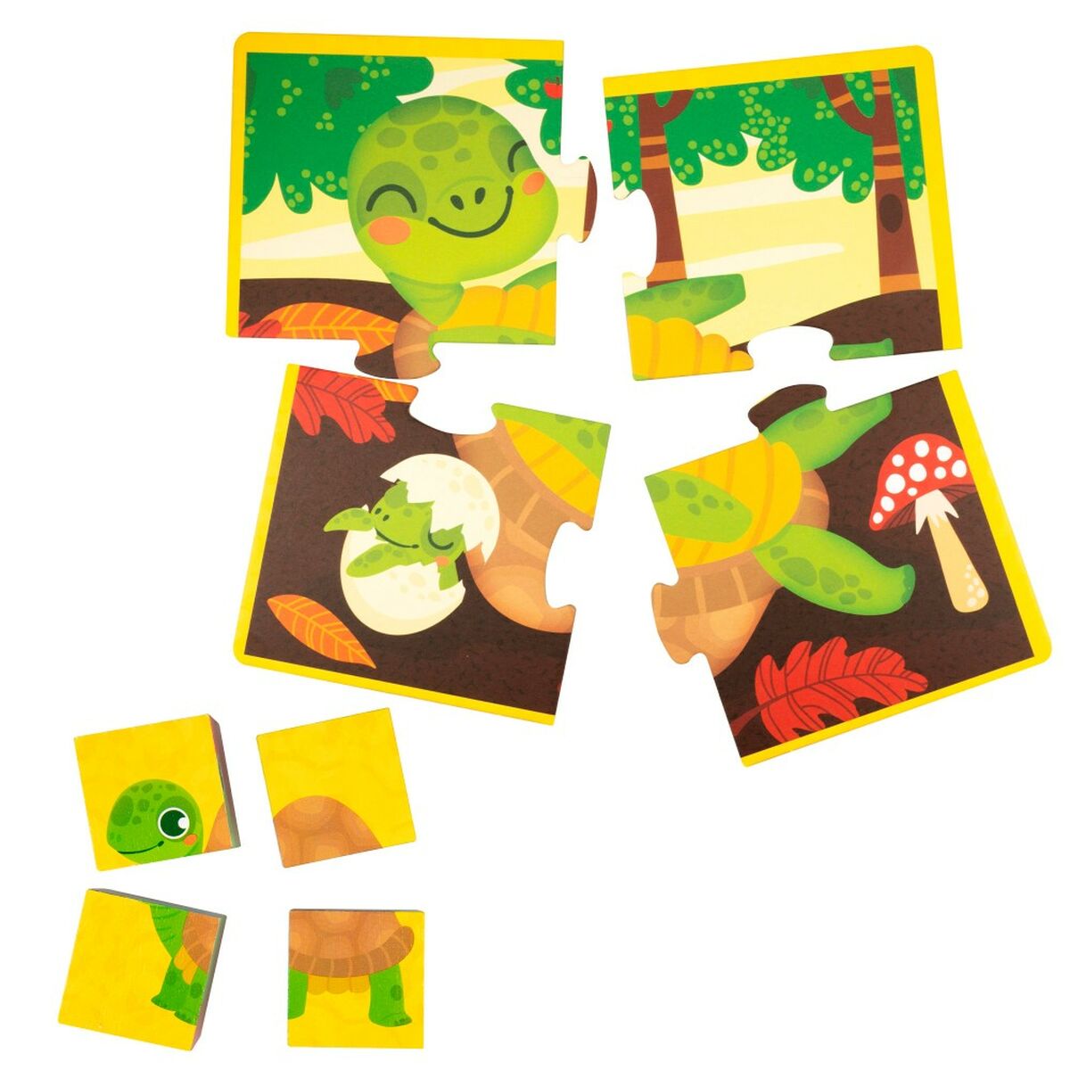 3D-palapeli eläimet 4 palaa, puinen 22x23x1 cm, montessori, 12 kk+ - 6 kpl
