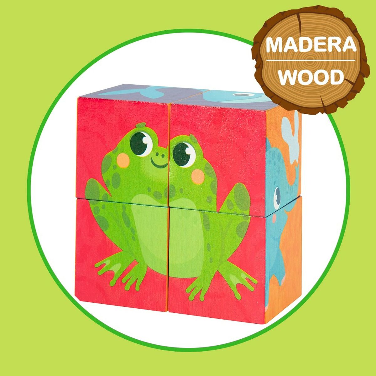 3D-palapeli eläimet 4 palaa, puinen 22x23x1 cm, montessori, 12 kk+ - 6 kpl