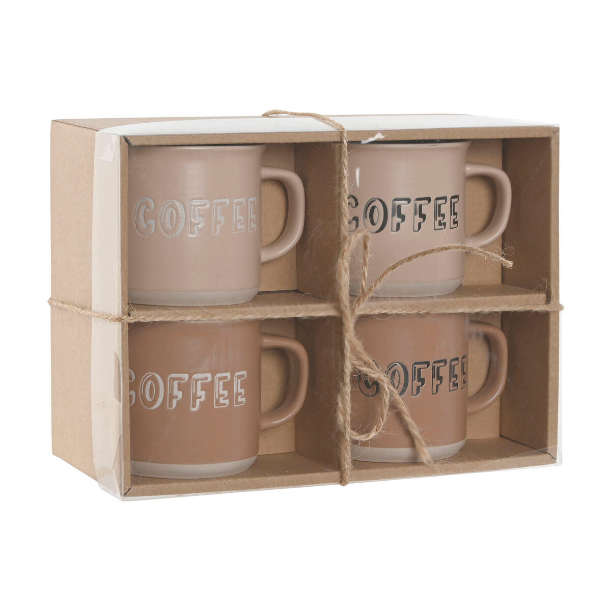 4-osainen mukisetti 285 ml, keramiikka ruskea - kahvimukit 9 x 7 x 8 cm & teelle