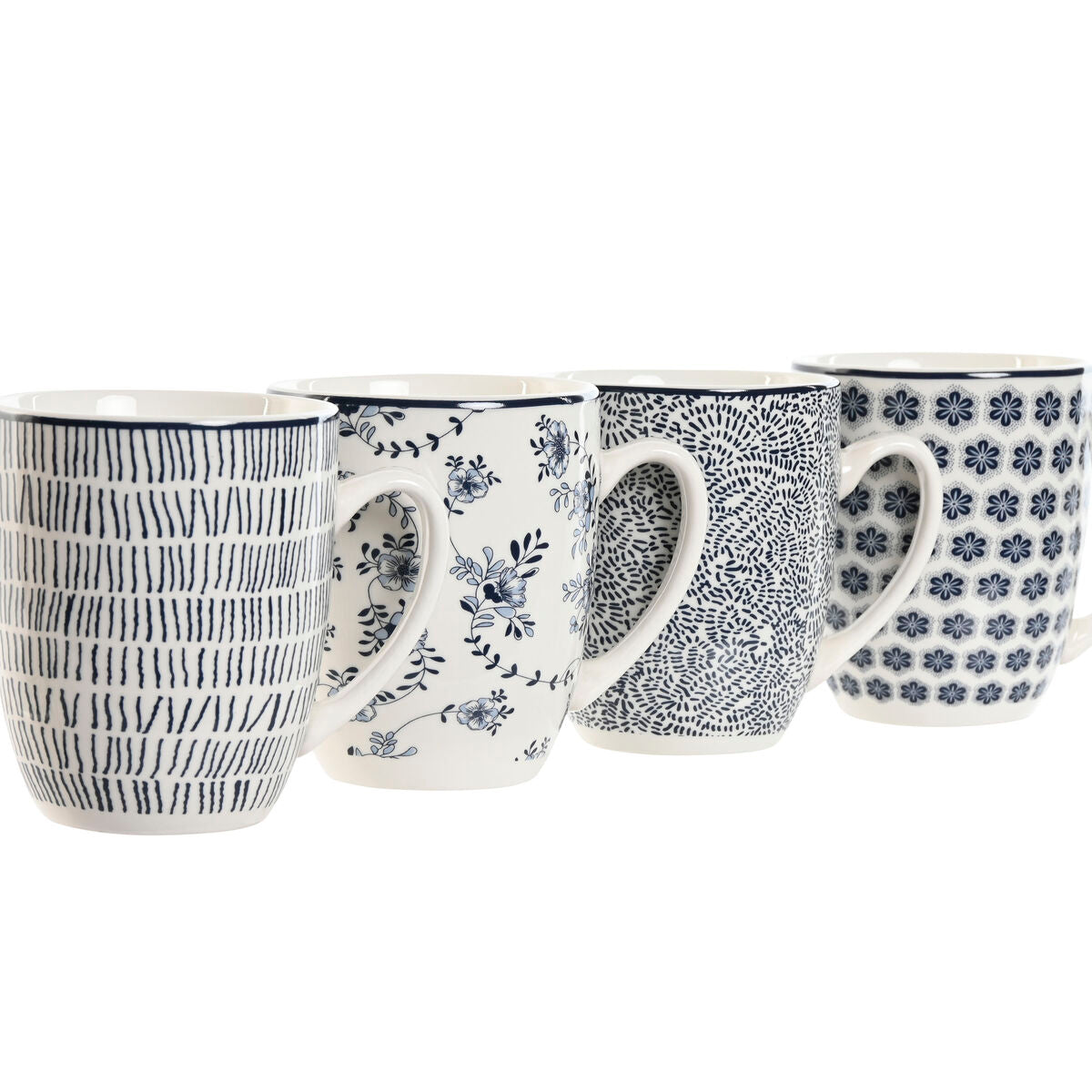4-osainen mukisetti 340 ml, mikro- & tiskikoneeseen sopiva, sinivalkoinen