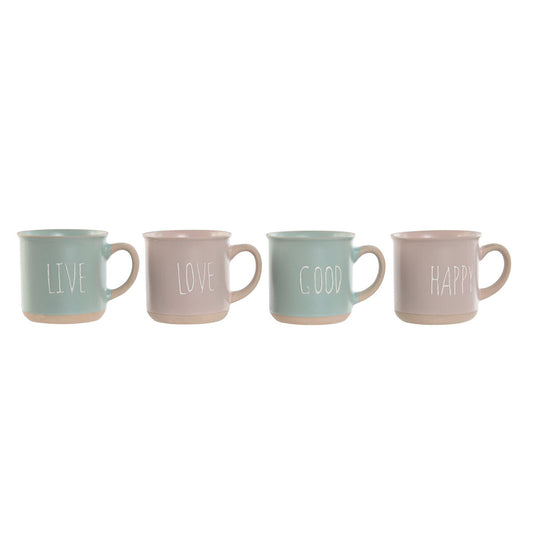 4-osainen mukisetti, keramiikka 355 ml, sininen & pinkki, urban, 9,7×7×9,2 cm