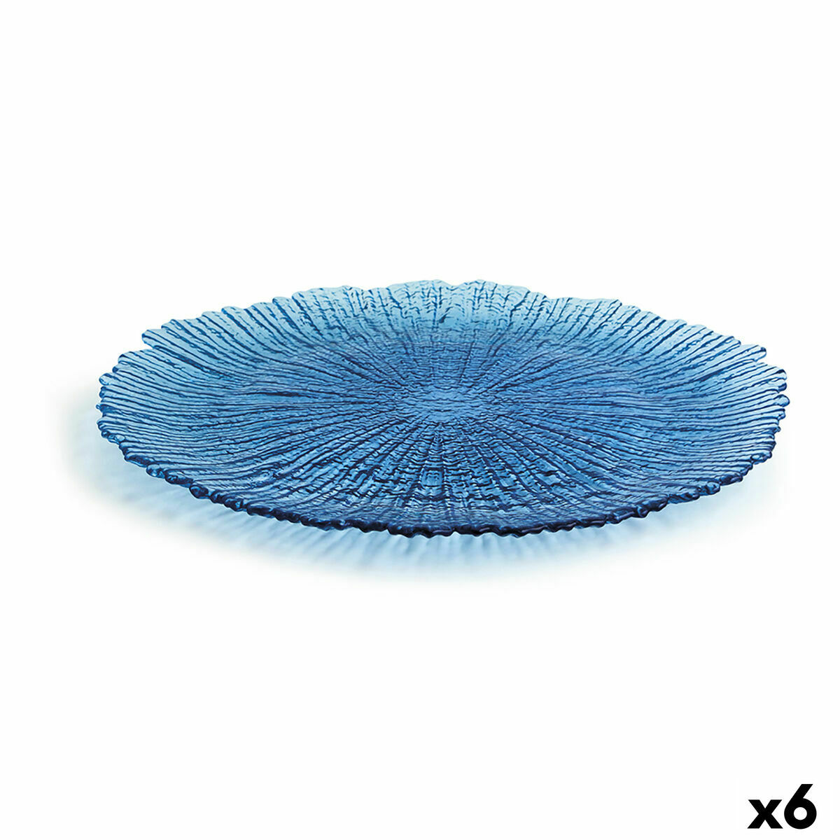 Lasilautaset Ø 32 cm kuvioitu sininen, 6 kpl - tarjoilu- & ruokailulautaset – käsinpesu lasilautaset – kuva 3