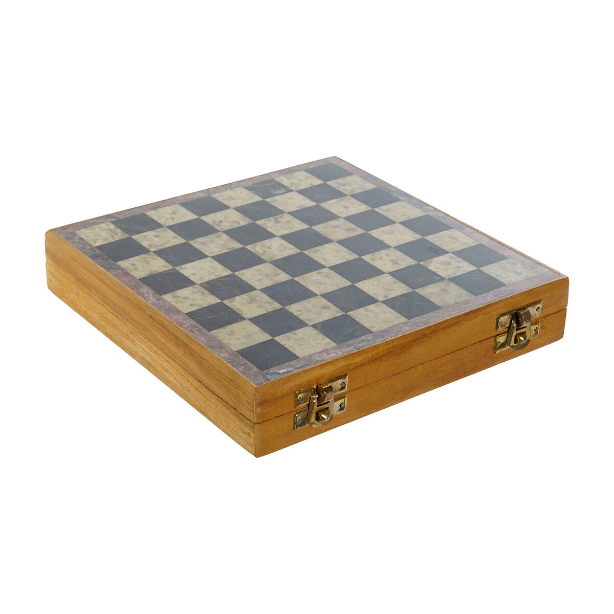 Shakkipeli puu-marmori, taittuva shakkilauta 20×11×4 cm, lapsille & matkalle – aloittelijan shakkisetti lahja matkalle – k…
