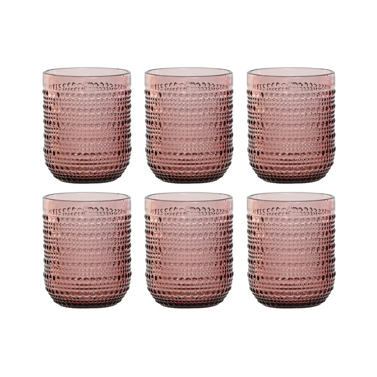 Juomalasit 240 ml 6 kpl, pinkki kristalli - kuvioitu lasisetti arkeen & juhlaan – pinkit lasit illalliselle – kuva 1