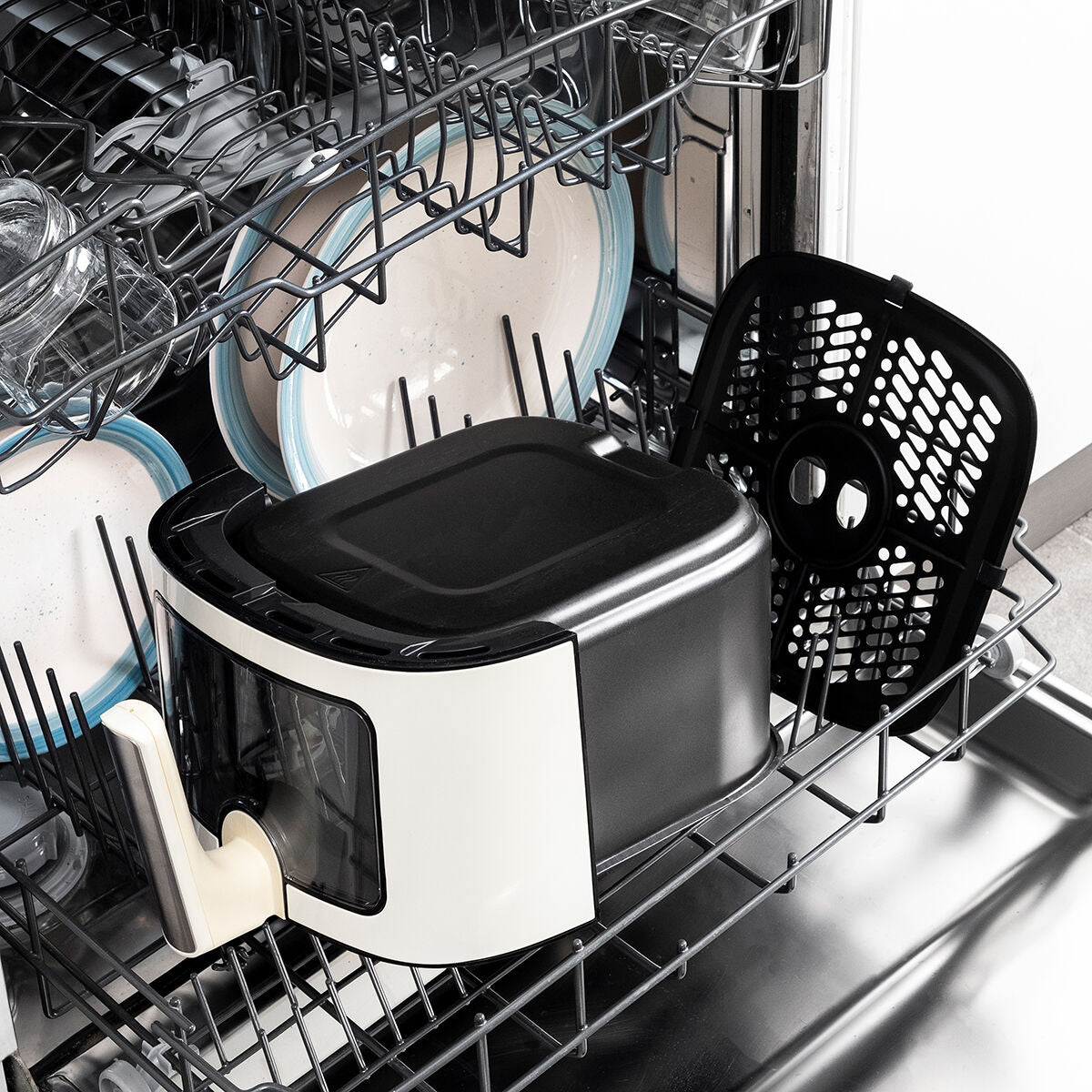 Vintager Airfryer 6,5 L 1700 W retro kiertoilmauuni 360° ajastin, kerma – reseptikirja airfryer – kuva 8