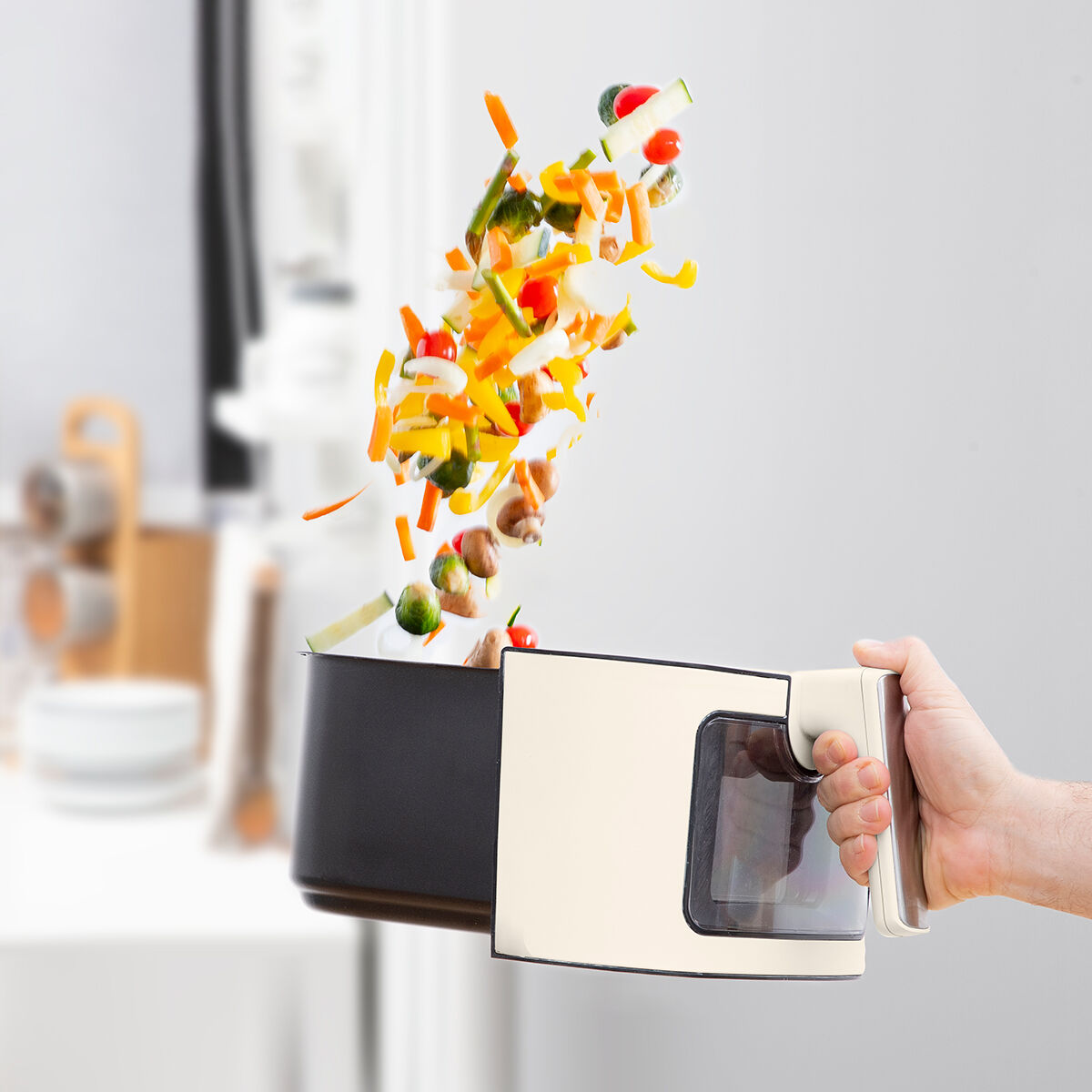 Vintager Airfryer 6,5 L 1700 W retro kiertoilmauuni 360° ajastin, kerma – arjen helpotus öljytön friteeraus – kuva 10