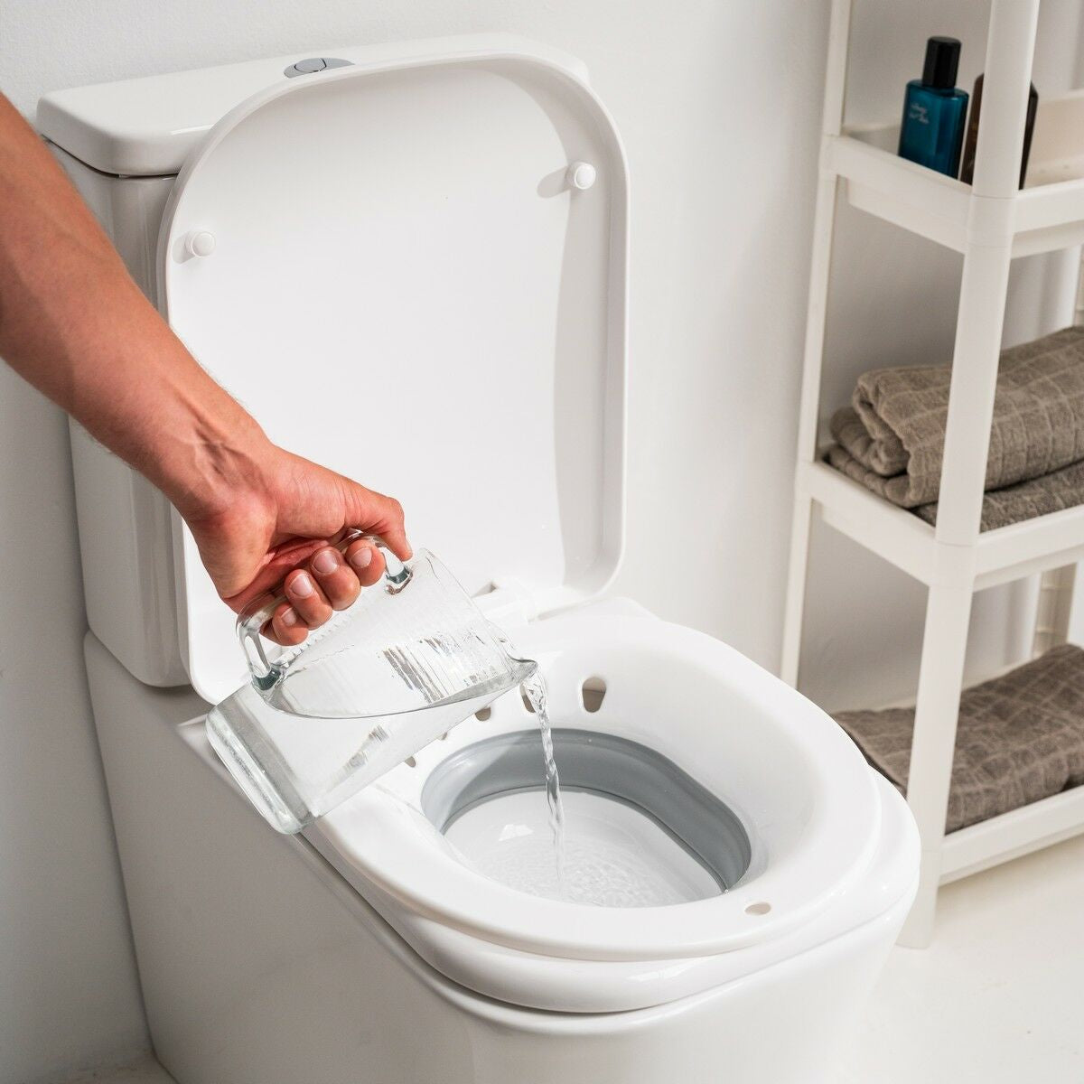 Istumakylpy wc-istuimeen, taitettava ja kannettava, 1,5 L, 140 kg, ergonominen – pienten tilojen ratkaisu istumakylpy – ku…