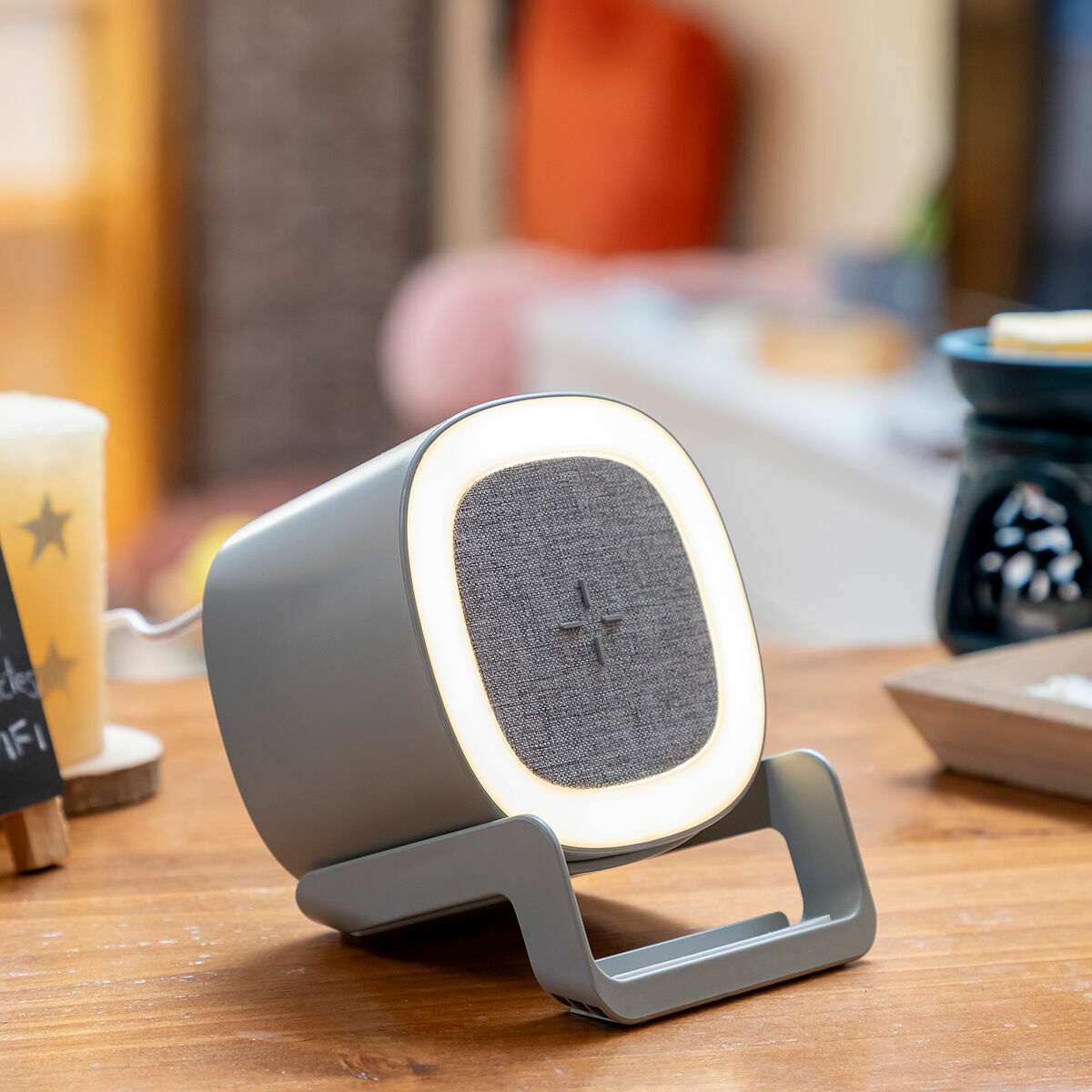 Langaton laturi kaiuttimella, LED-valo, 10 W, Bluetooth 5.1, puhelinteline – kotiviihde työpöytä – kuva 10