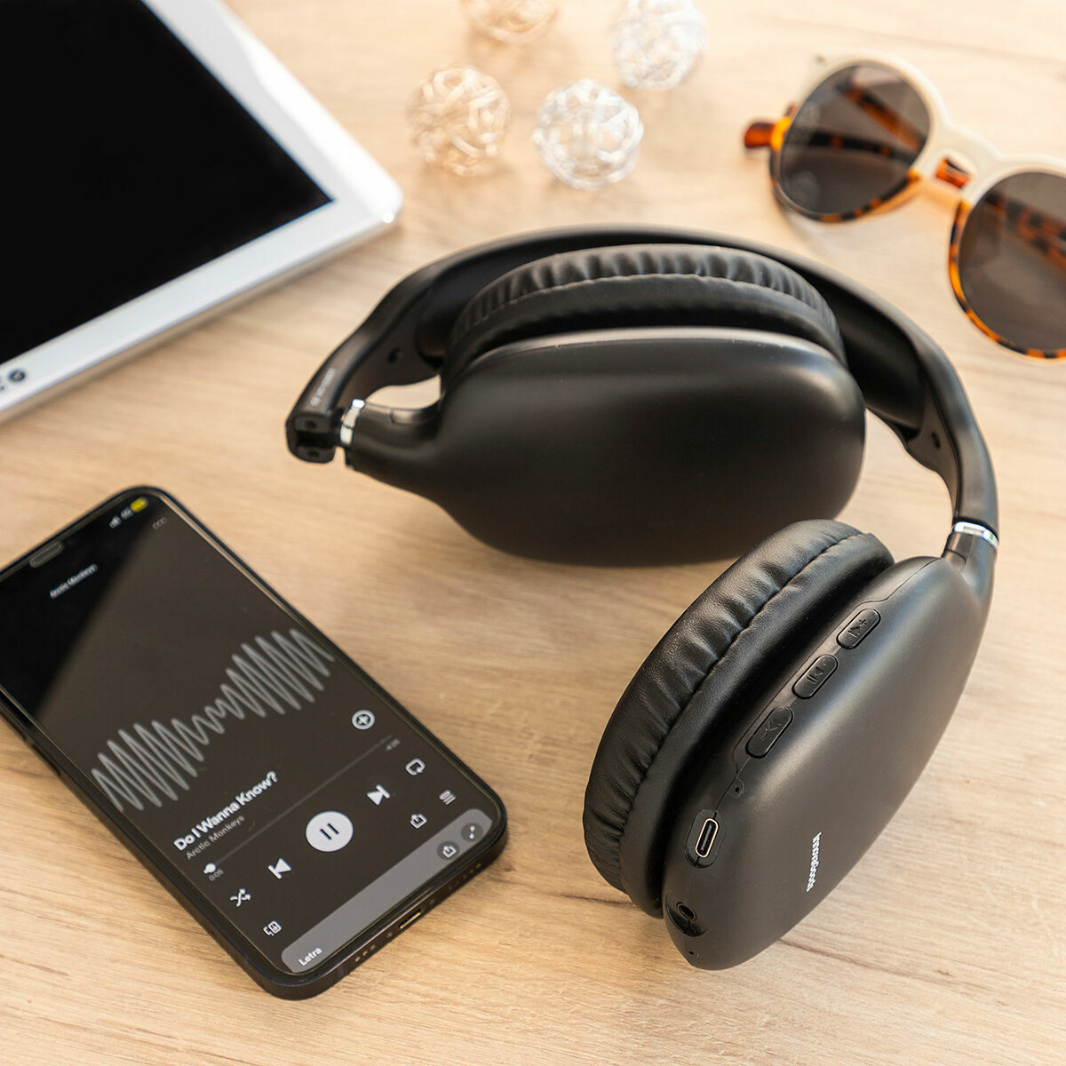 Taitettavat langattomat kuulokkeet Bluetooth 5.3, mikrofoni & AUX, pehmuste – bluetooth 5.3 mikrofonilla – kuva 1