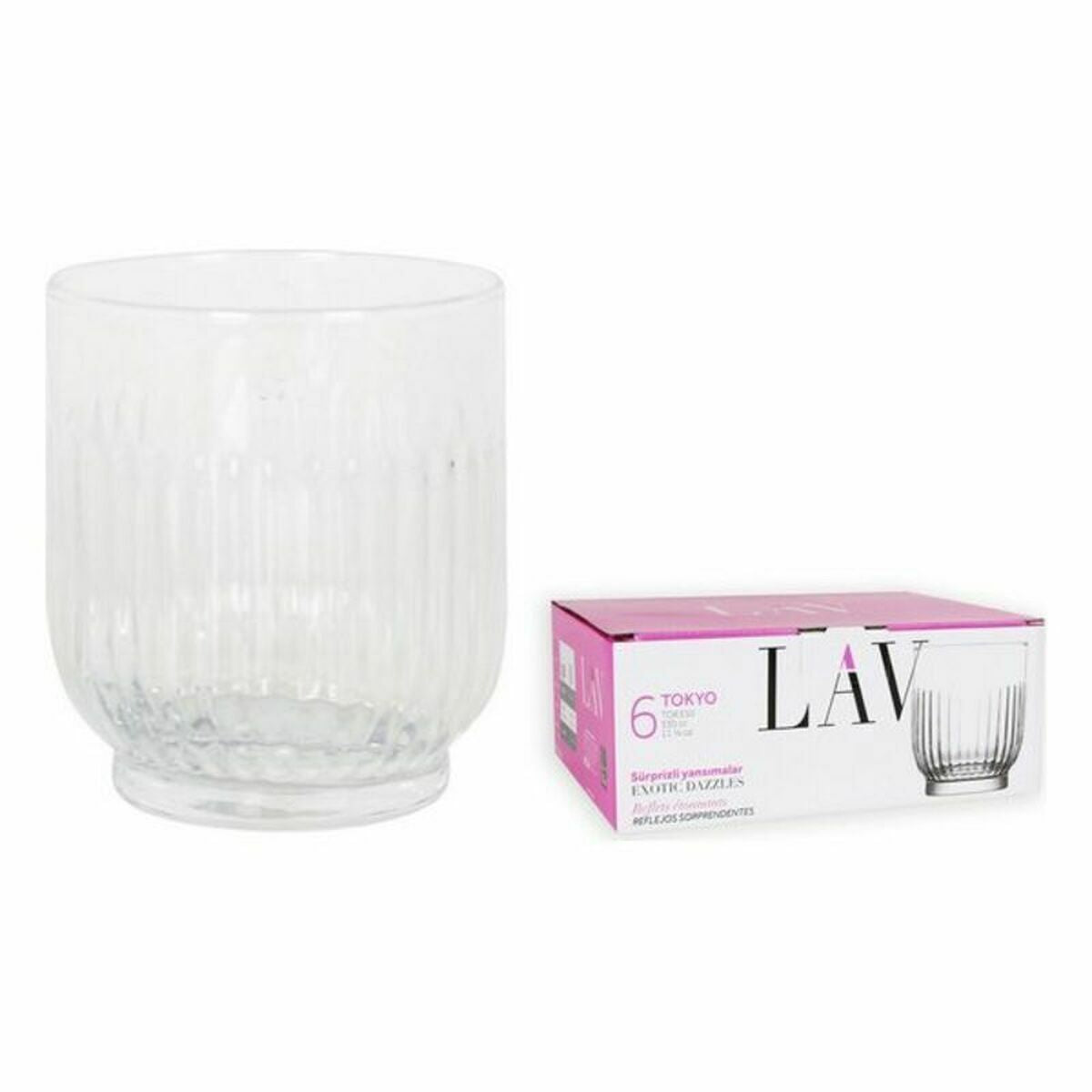 Juomalasit 330 ml 6 kpl, kirkas raita-design, arkeen & juhlaan, lasisetti