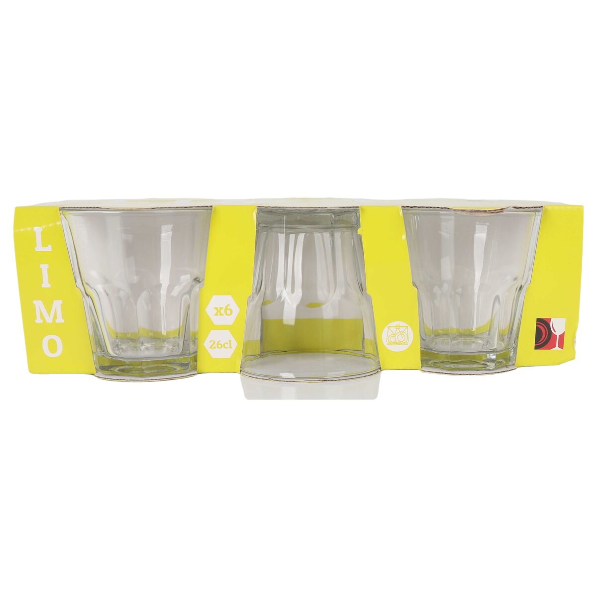 Juomalasit 260 ml 6 kpl, kirkas fasettimalli arkeen & juhlaan, lasisetti kotiin