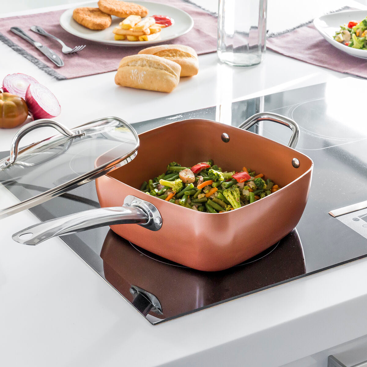 Kuparipintainen non-stick kattila - paisto- ja frittaussetti – non-stick pannu lahja kokille – kuva 8